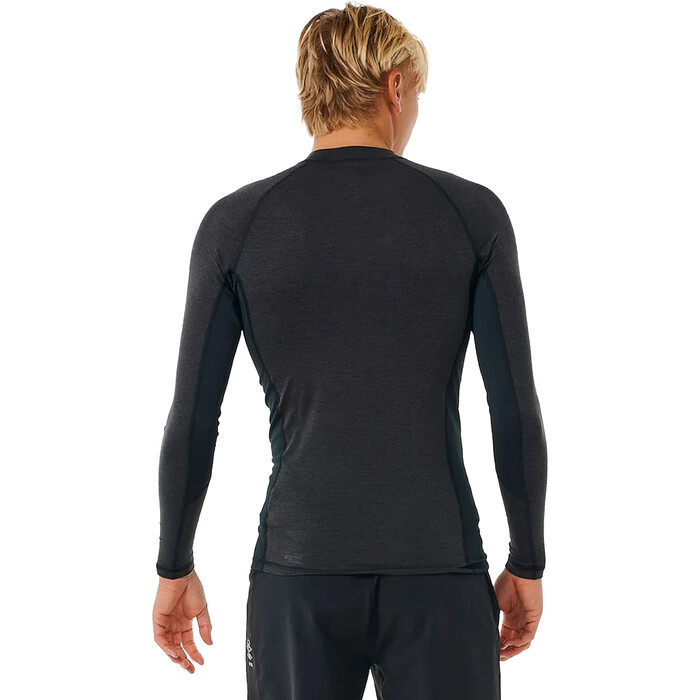 2024 Rip Curl Mens Dawn Patrol Performance UPF Long Sleeve Rash Vest 14AMRV - Black Marled